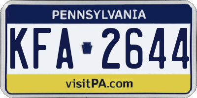 PA license plate KFA2644