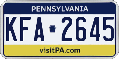 PA license plate KFA2645