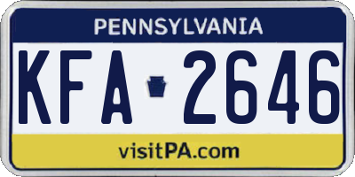 PA license plate KFA2646