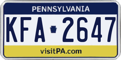 PA license plate KFA2647