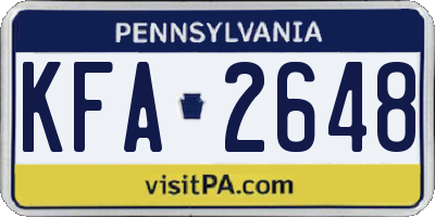 PA license plate KFA2648