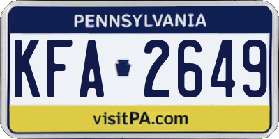 PA license plate KFA2649