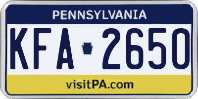 PA license plate KFA2650