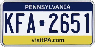PA license plate KFA2651