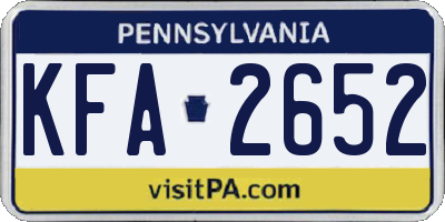 PA license plate KFA2652