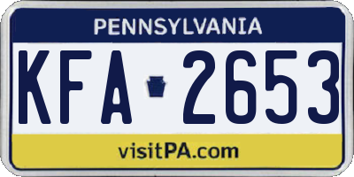 PA license plate KFA2653