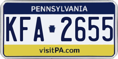 PA license plate KFA2655