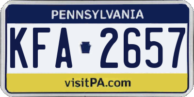 PA license plate KFA2657