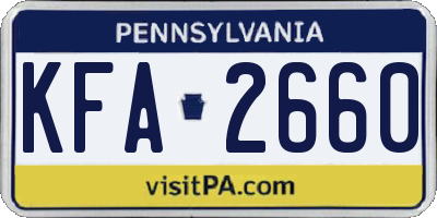 PA license plate KFA2660