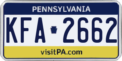 PA license plate KFA2662