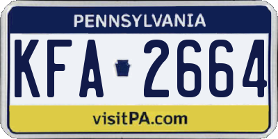 PA license plate KFA2664