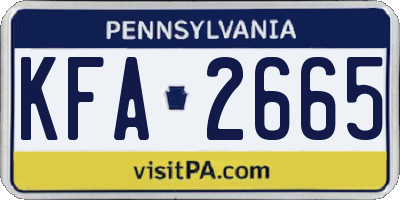 PA license plate KFA2665