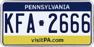 PA license plate KFA2666