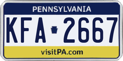 PA license plate KFA2667