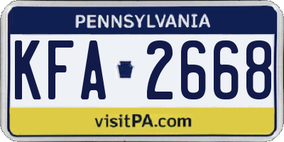 PA license plate KFA2668