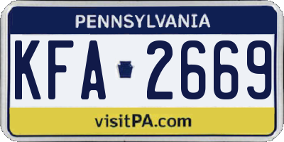 PA license plate KFA2669