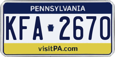 PA license plate KFA2670