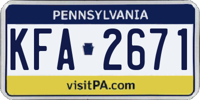 PA license plate KFA2671