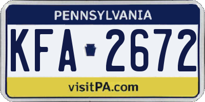 PA license plate KFA2672