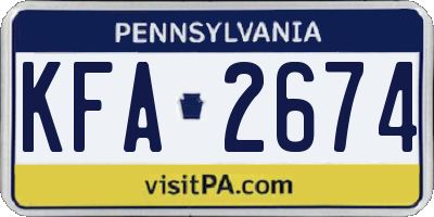 PA license plate KFA2674