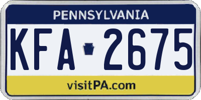 PA license plate KFA2675
