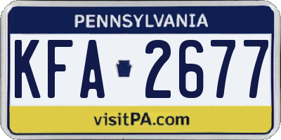 PA license plate KFA2677
