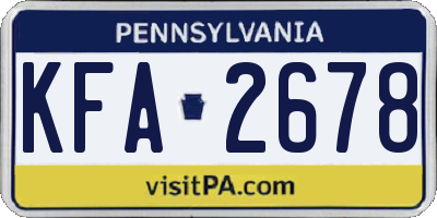 PA license plate KFA2678