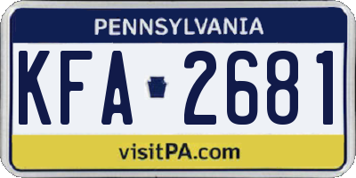 PA license plate KFA2681