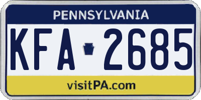 PA license plate KFA2685