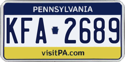 PA license plate KFA2689