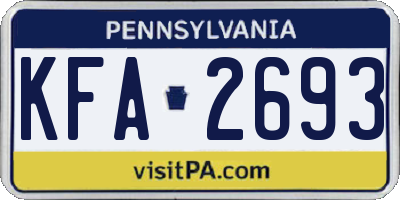 PA license plate KFA2693