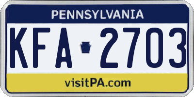 PA license plate KFA2703