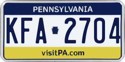 PA license plate KFA2704