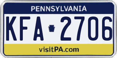 PA license plate KFA2706