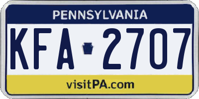 PA license plate KFA2707