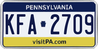 PA license plate KFA2709