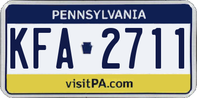 PA license plate KFA2711