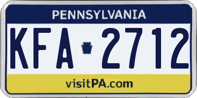 PA license plate KFA2712