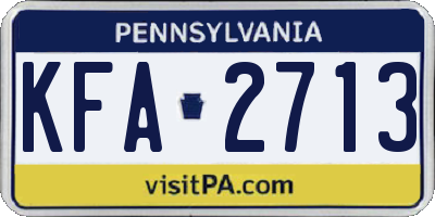 PA license plate KFA2713