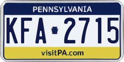 PA license plate KFA2715