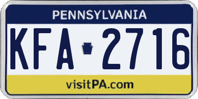 PA license plate KFA2716