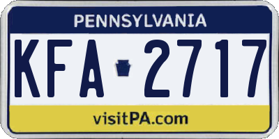 PA license plate KFA2717