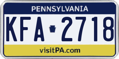 PA license plate KFA2718