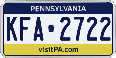 PA license plate KFA2722