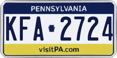 PA license plate KFA2724
