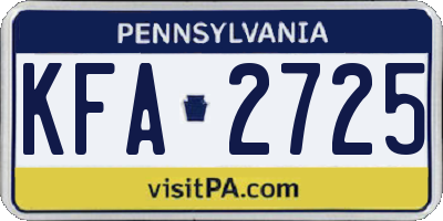 PA license plate KFA2725