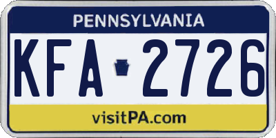 PA license plate KFA2726