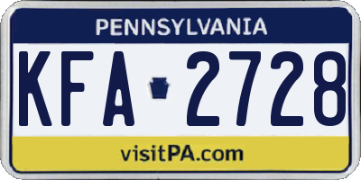 PA license plate KFA2728