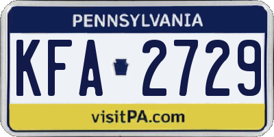 PA license plate KFA2729