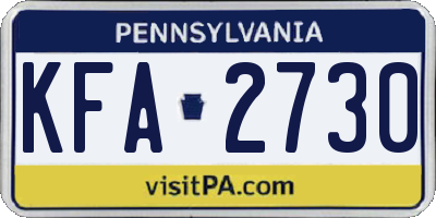 PA license plate KFA2730